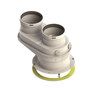 Sdoppiatore aspirazione scarico PPS Ø80 alluminio bianco Hermann