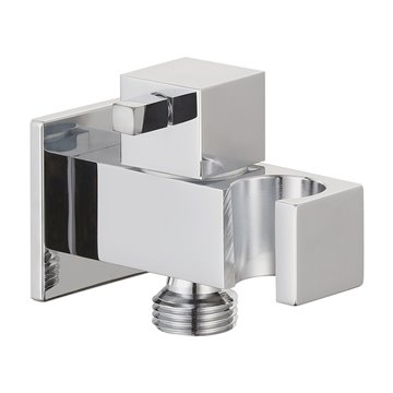 Presa acqua a muro Square con porta doccetta e valvola di sicurezza – Ottone cromato