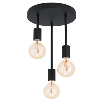 WILMCOTE - Plafone - E27 3X60W - Struttura in acciaio / finitura nero