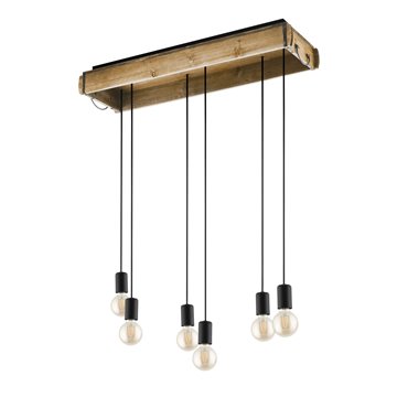 WOOTTON - Sospensione - E27 6X40W - Struttura in legno, acciaio / fini