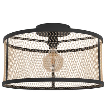 DELLOW - Plafone - E27 1X40W - Struttura in acciaio / finitura nero D