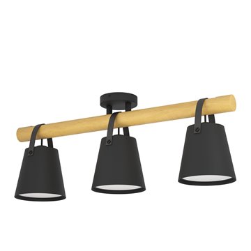 BOYLE - Plafone - E27 3X10W - Struttura in metallo e legno / finitura 