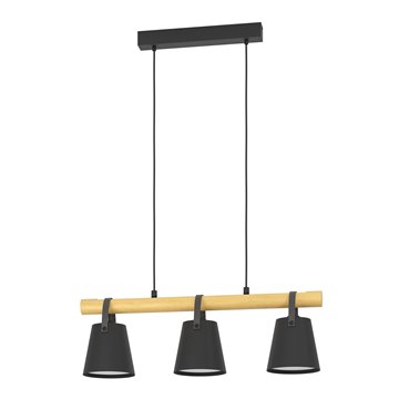 BOYLE - Sospensione - E27 3X10W - Struttura in metallo e legno / finit