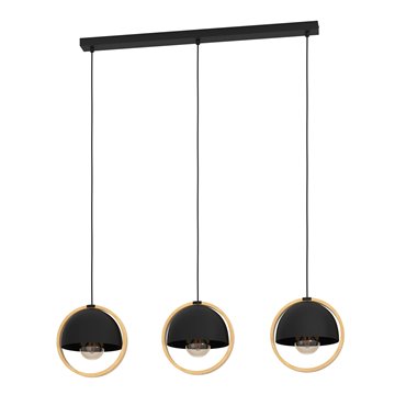 CALLOW - Sospensione - E27 3X40W - Struttura in metallo e legno / fini