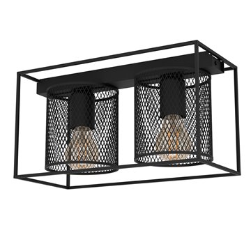 CATTERICK - Plafone - E27 2X40W - Struttura in acciaio / finitura nero