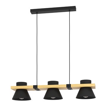 MACCLES - Sospensione - E27 3X15W - Struttura in metallo e legno / fin