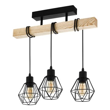 TOWNSHEND 5 - Plafone - E27 3X60W - Struttura in metallo e legno / fin