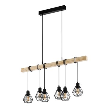 TOWNSHEND 5 - Sospensione - E27 6X60W - Struttura in metallo e legno /