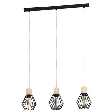 PALMORLA - Sospensione - E27 3X60W - Struttura in metallo e legno / fi