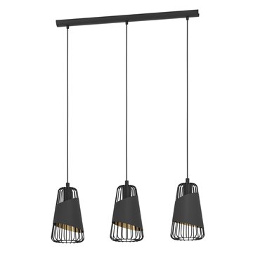 AUSTELL - Sospensione - E27 3X60W - Struttura in acciaio / finitura ne