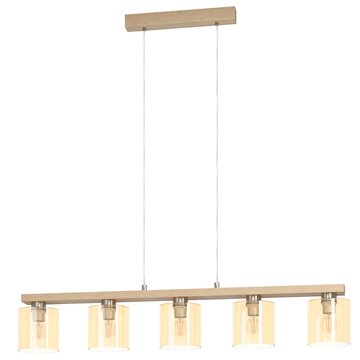 CASTRALVO - Sospensione - E27 5X28W - Struttura in metallo e legno / f