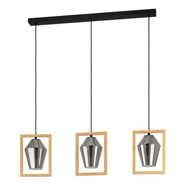 VIGLIONI - Sospensione - E27 3X40W - Struttura in metallo e legno / fi