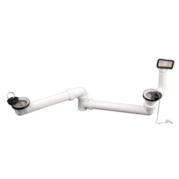 Scarico per lavello doppio reversibile DN40x6/4" con 2 pilette e troppopieno