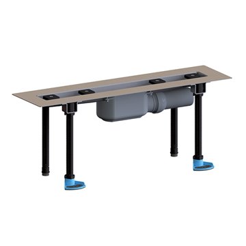 Grondaia inox per docce, piatta, installazione in piano, senza copertura, inclusi attacco DN50, kit per il montaggio e protezion