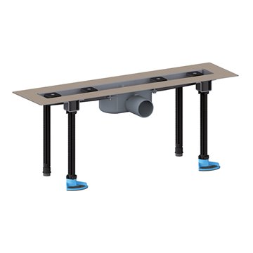 Grondaia inox per docce, notevolmente piatta, per installazione in piano, con attacco DN50, kit per il montaggio e protezione pe