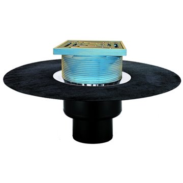 Scarico terrazzi DN125, foglio bitumato saldato, portagriglia plastica/griglia inox 148x148mm/137x137mm