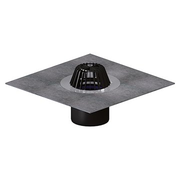 Scarico terrazzi DN160, griglia plastica raccoglifoglie, foglio bitumato saldato