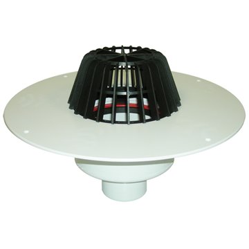 Scarico terrazzi DN110 con collare in PVC e griglia plastica raccoglifoglie