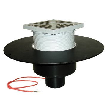 Scarico verticale per tetti DN125 con collare PP, riscaldabile (10-30W/230V). Calpestabile - 148x148mm/137x137mm