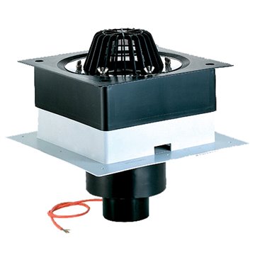 Scarico terrazzi DrainBox DN110, sistema di fissaggio per impermeabilizzazione e dispositivo di riscaldamento (10-30W/230V)