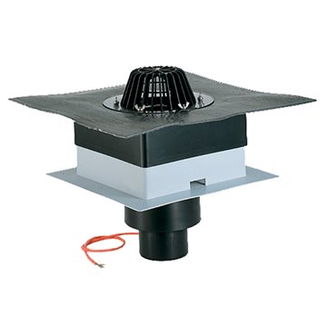 Scarico terrazzi DrainBox DN110, foglio bitumato saldato e dispositivo di riscaldamento (10-30W/230V)