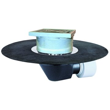 Scarico orizzontale terrazzi DN75/110, foglio bitumato saldato, portagriglia/griglia inox 148x148mm/137x137mm