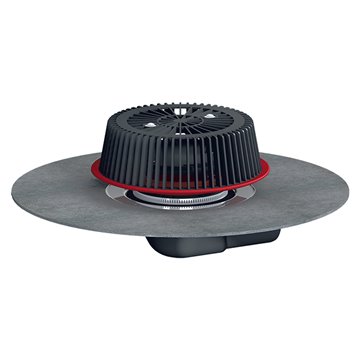 Sicurezza scarico tetti “PowerSafe" DN75  orizzontale, con membrana bituminosa, regolabile in altezza.