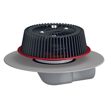 Sicurezza scarico tetti “PowerSafe” DN75 orizzontale, con collare in PVC, regolabile in altezza