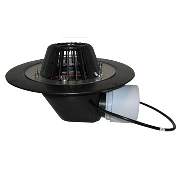 Scarico orizzontale terrazzi DN75/110, sistema di fissaggio per impermeabilizzazione e dispositivo di riscaldamento (10-30W/230V