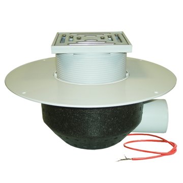 Scarico orizzontale per tetti DN75 con collare PVC, riscaldabile (10-30W/230V). Calpestabile - 148x148mm/137x137mm