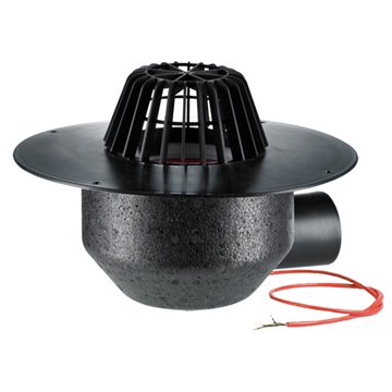 Scarico orizzontale per tetti DN110 con collare PP, riscaldabile (10-30W/230V)