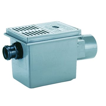 Pozzetto orizzontale sifonato per cantina DN110, entrata supplementare DN50, antiriflusso triplo, 2 x 180x125mm in plastica