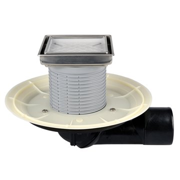 Scarico per balconi e terrazzi DN50/75 snodabile, con clapet antiodore resistente al gelo e con  portagriglia piastrellabile 132