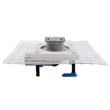 Scarico pavimento DN50/75 con sifone, collare in cemento polimerico CERADRAIN, 123x123mm/115x115mm,