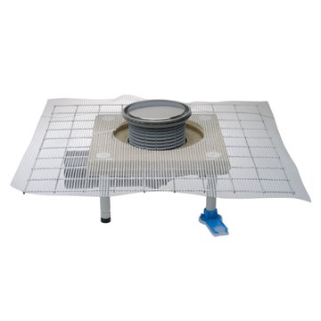 Scarico pavimento DN50/75 con sifone, collare in cemento polimerico CERADRAIN, griglia rotonda d 133mm/112mm