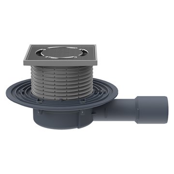 Scarico a pavimento DN40/50 orizzontale con dispositivo antiodore Primus blue, 123x123mm/115x115mm