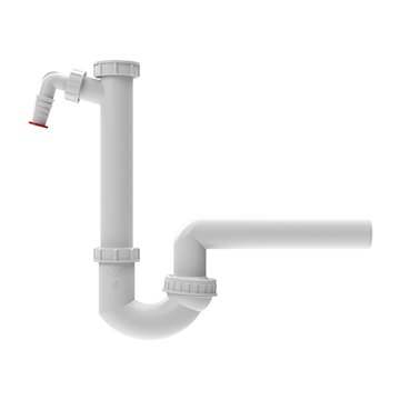 Sifone DN50x6/4' con snodo sferico e attacco lavatrice antiriflusso