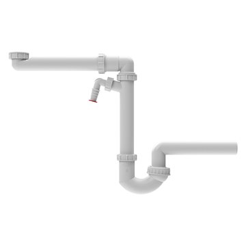 Sifone salvaspazio DN40x6/4' 1 lavello, attacco lavatrice antiriflusso, snodo sferico