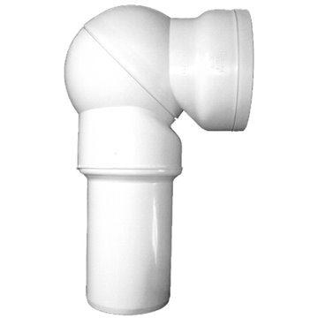 Curva di allacciamento per WC DN90 con snodo. Bianca
