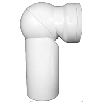 Curva di allacciamento per WC DN110 con snodo in PVC. Bianca