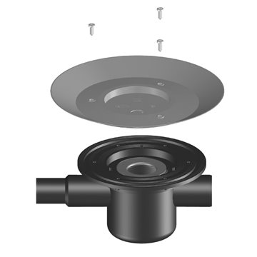 Corpo di scarico a pavimento DN50 orizzontale con entrata DN40/50 e con protezione per il cantiere profonda premontata