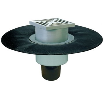 Pozzetto pavimento DN50/75/110, portagriglia/griglia inox 147x147mm/138x138mm, manicotto bitumato d 50mm