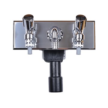 Sifone incasso lavatrice DN40/50, prese d'acqua e 2 rubinetti antiallagamento R 1/2', portagomma cromato, 280x100mm