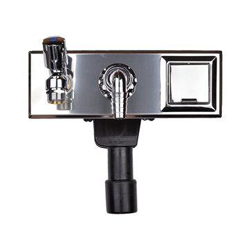 Sifone incasso lavatrice DN40/50, presa d'acqua e rubinetto antiallagamento R 1/2', portagomma cromato, 280x100mm, presa elettri