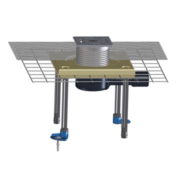 Pozzetto a pavimento DN40/50 orizzontale con collare in cemento polimerico CeraDrain, portagriglia "Klick-Klack" 121x121mm/115x1