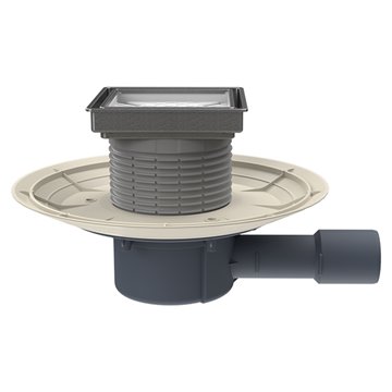 Scarico a pavimento DN40/50 orizzontale con dispositivo antiodore Primus blue e portagriglia piastrellabile 132x132mm / 112x112m