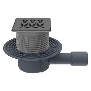 Pozzetto pavimento DN40/50, orizzontale, antiodore "Primus blue",  121x121mm/115x115mm, sistema "Klick-Klack", "Seine"