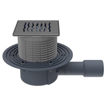 Pozzetto pavimento DN40/50, orizzontale, antiodore "Primus blue", 121x121mm/115x115mm, sistema "Klick-Klack", "Orinoko"