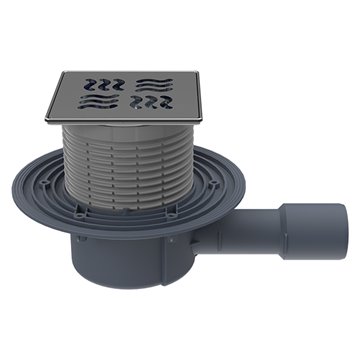 Pozzetto pavimento DN40/50, orizzontale, antiodore "Primus blue", 121x121mm/115x115mm, sistema "Klick-Klack" - Yukon