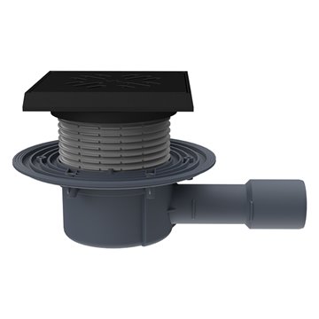 Pozzetto pavimento DN40/50, orizzontale, telaio portagriglia/griglia in ghisa 150x150mm/137x137mm, antiodore "Primus blue"